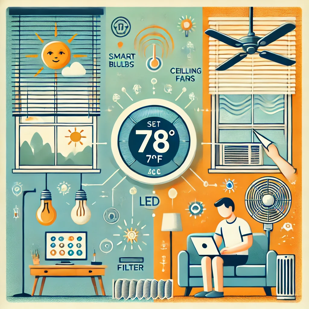 Illustration showing ways to reduce air conditioning costs in summer in Pune